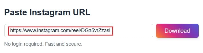 Paste the copied link into the input field